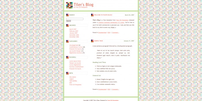 彩色,马赛克,背景,BLOG,彩色马赛克背景BLOG网页模板,网站模板免费下载,